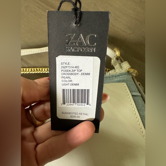 Zac Posen - Denim Crossbody with Pearls - NWT - Picture 3 of 4